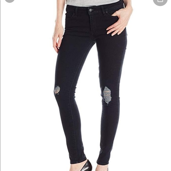 Levi's Denim - Levi’s 711 Skinny blue mid rise distressed denim jeans pants zip up 30 x 30